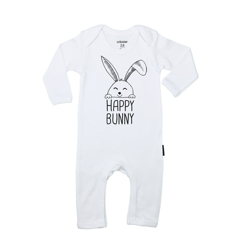 Happy Bunny Motif Baby Romper