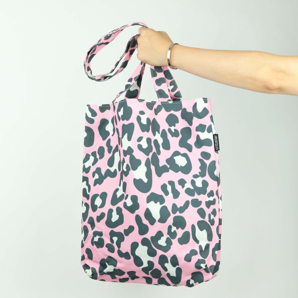 Leopard print canvas outlet tote bag